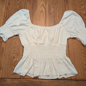 Urban Romantics XL White Stretchy Peasant Top